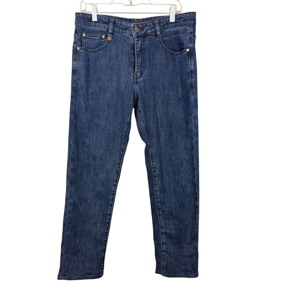 Loro Piana Denim Jeans Womens Sz 32 Designer Blue Jean Ankle HEMMED Straight Leg